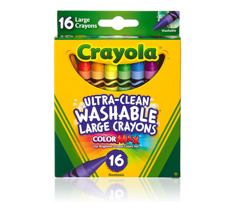 Crayola® Ultra Clean Washable Large Crayons, 4" x 7/16", 16 colors (BIN523281)