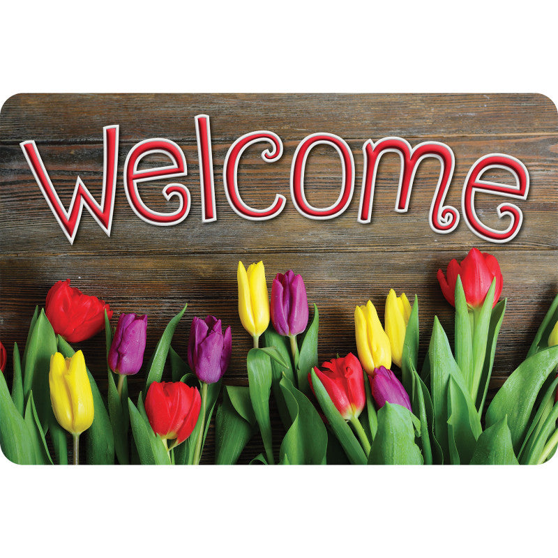The Original Fun Mat&trade;, Welcome Mat, 15.5" x 23.5", Tulips Welcome
