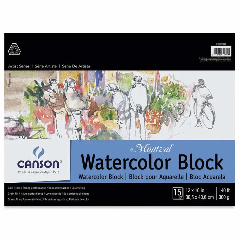 Artist Series Montval Watercolor Block, Foldover Binding, 15 Sheet, 12x16 inch, 1 Count
