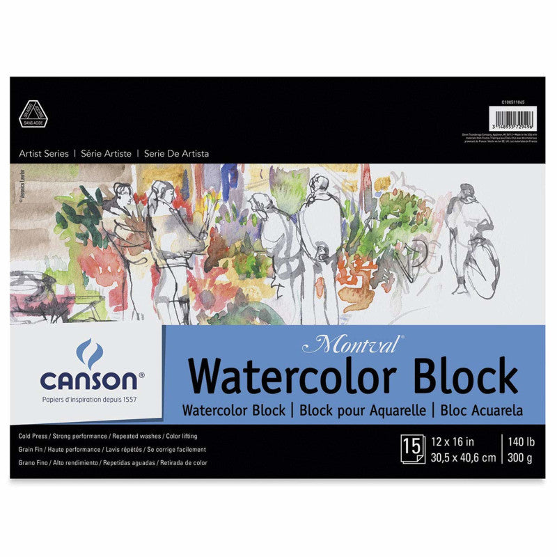 Artist Series Montval Watercolor Block, Foldover Binding, 15 Sheet, 12x16 inch, 1 Count