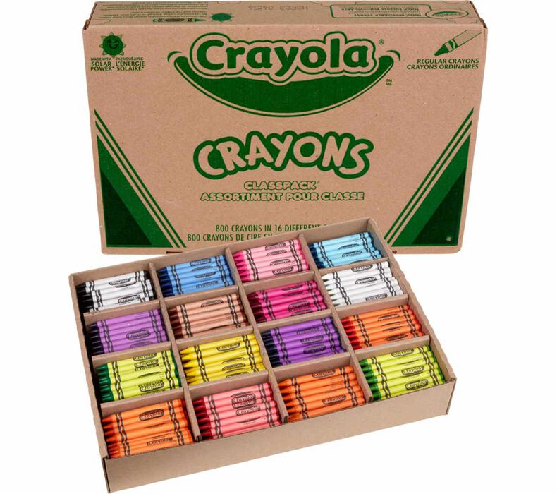 Crayola® Crayon (Regular Size) Classpack®, 800 count, 16 colors (BIN528016)