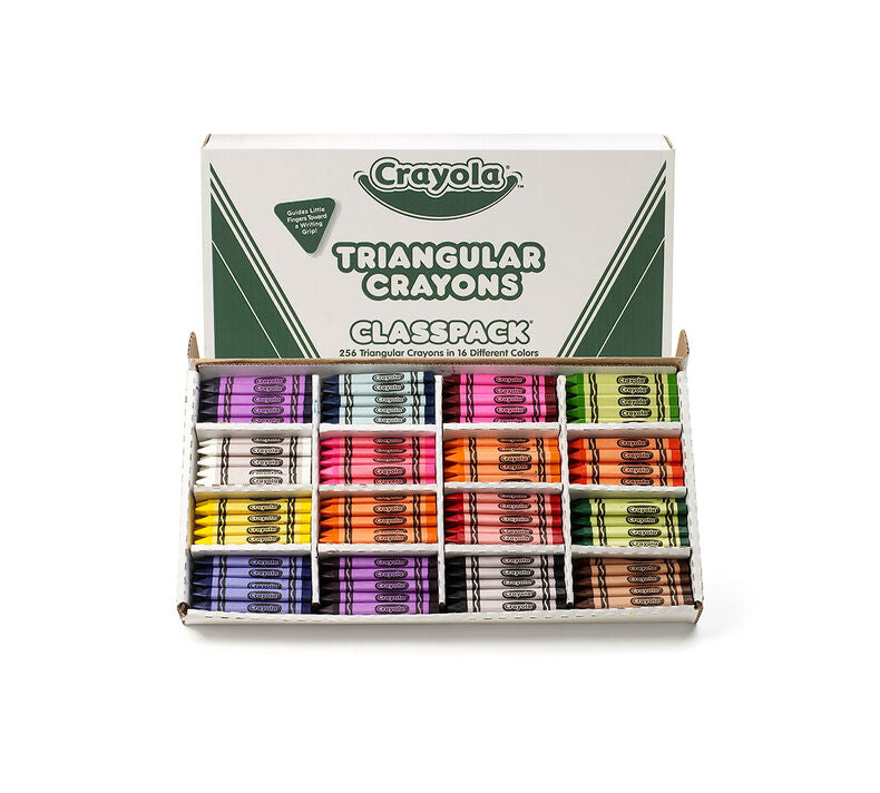 Crayola® Triangular Anti-Roll Crayons Classpack®, 256 count, 16 colors (BIN528039)