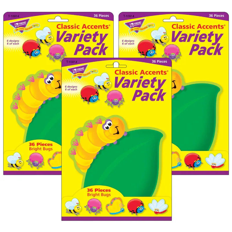 Bright Bugs Classic Accents&reg; Variety Pack, 36 Per Pack, 3 Packs