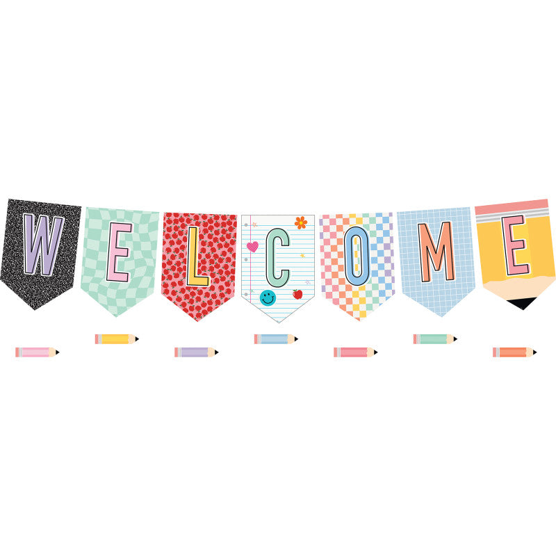 Cool for School Pennants Welcome Bulletin Board Set, 50 Pieces