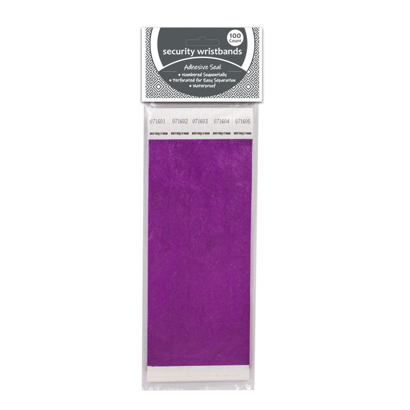 DuPont&trade; Tyvek&reg; Security Wristbands, Purple, Pack of 100