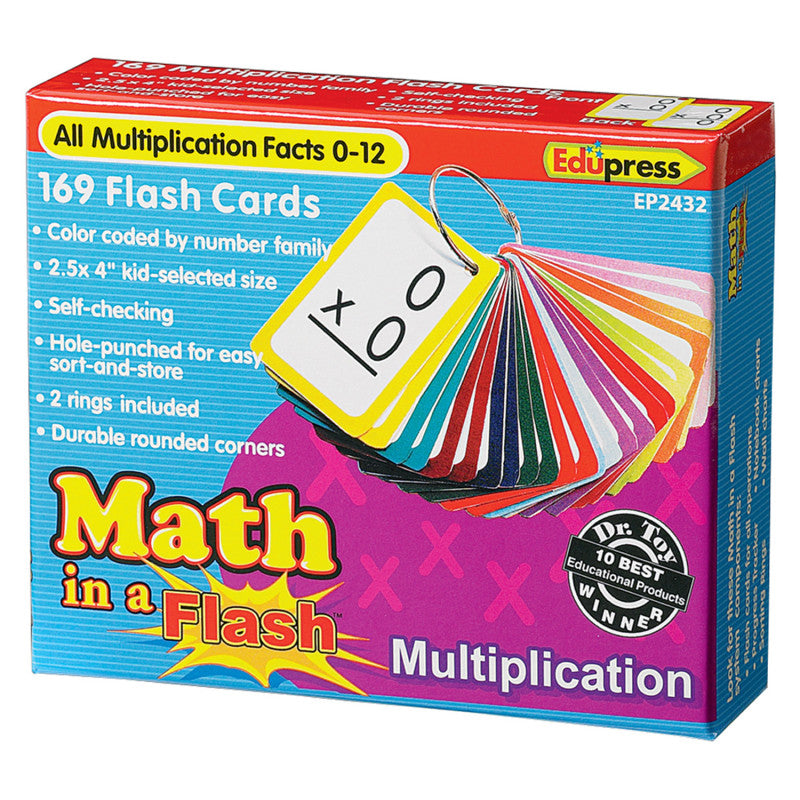 Math in a Flash&trade; Color-Coded Multiplication Flash Cards, 169 Cards
