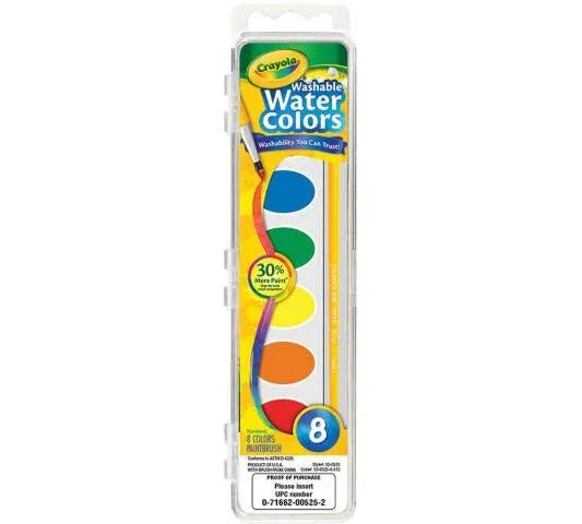 Crayola Washable Watercolors, 8 count with brush - BIN530525