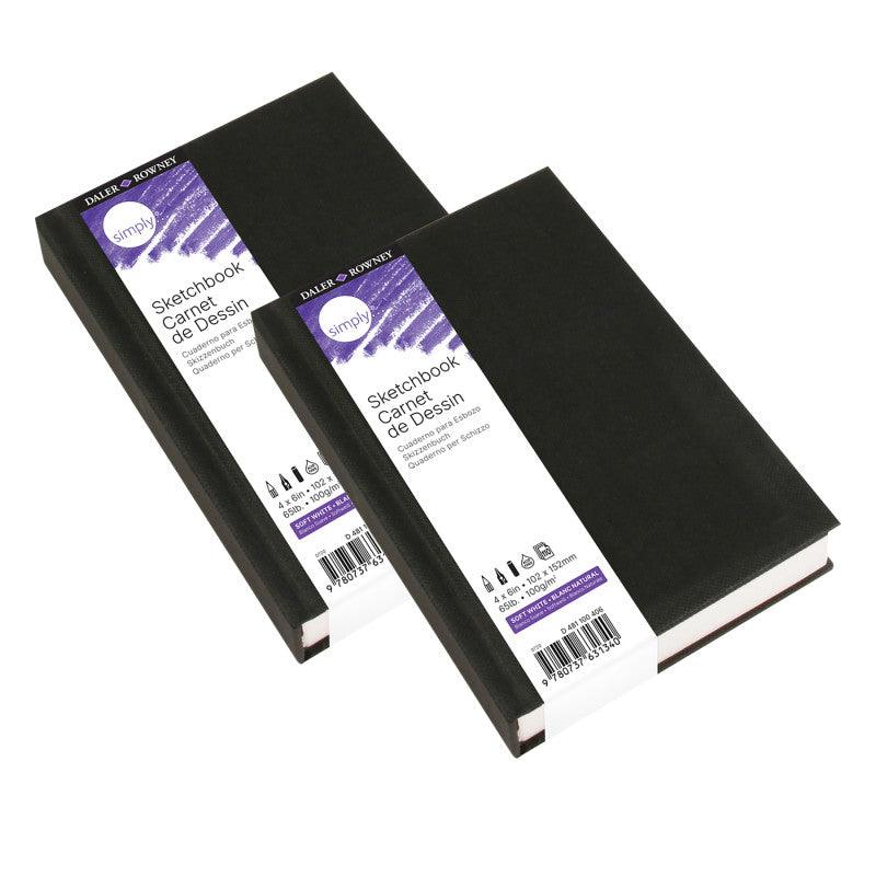 Simply Sketchbook, Hardcover, Soft White Pages, 4 in x 6 in, 110 Sheets, Pack of 2