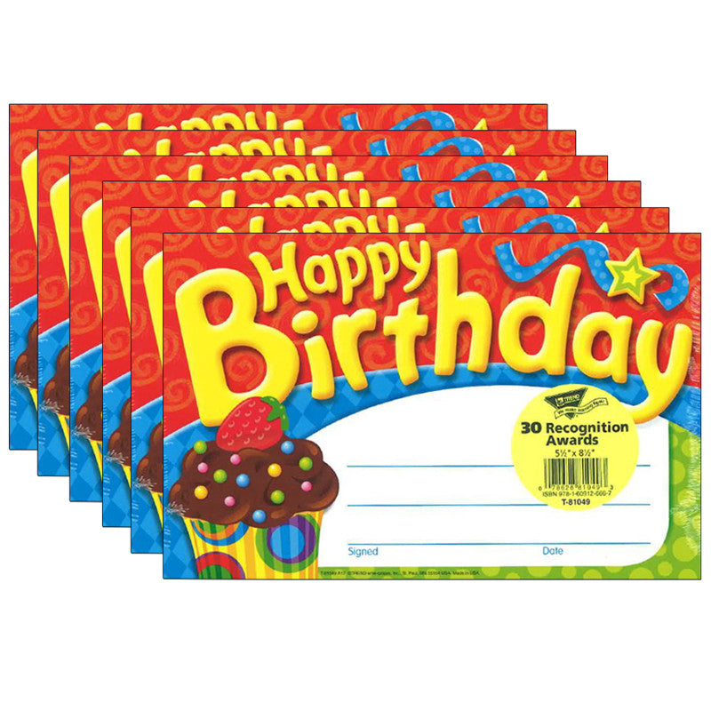 Happy Birthday The Bake Shop&trade; Recognition Awards, 30 Per Pack, 6 Packs