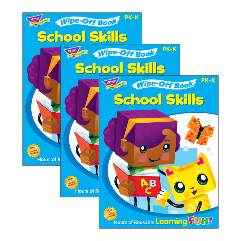 School Skills Wipe-Off&reg; Book Wipe-Off&reg; Book, 28 pgs, Pack of 3
