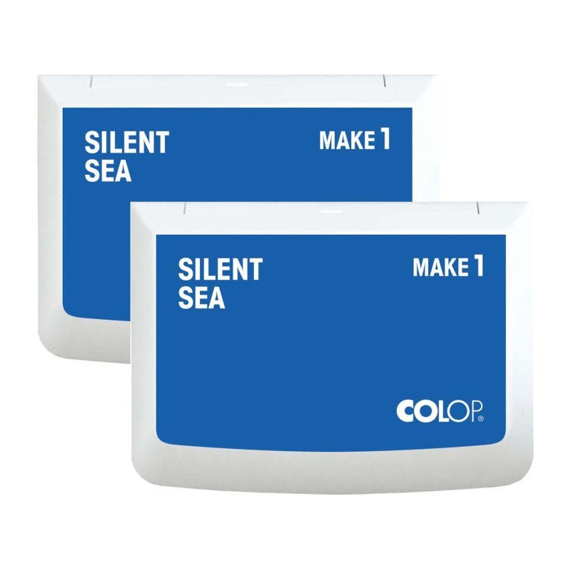 Make 1 Water-Based Acid-Free Craft Ink Stamp Pad, 3.5 x 2 Inches, Silent Sea, 2 Pack