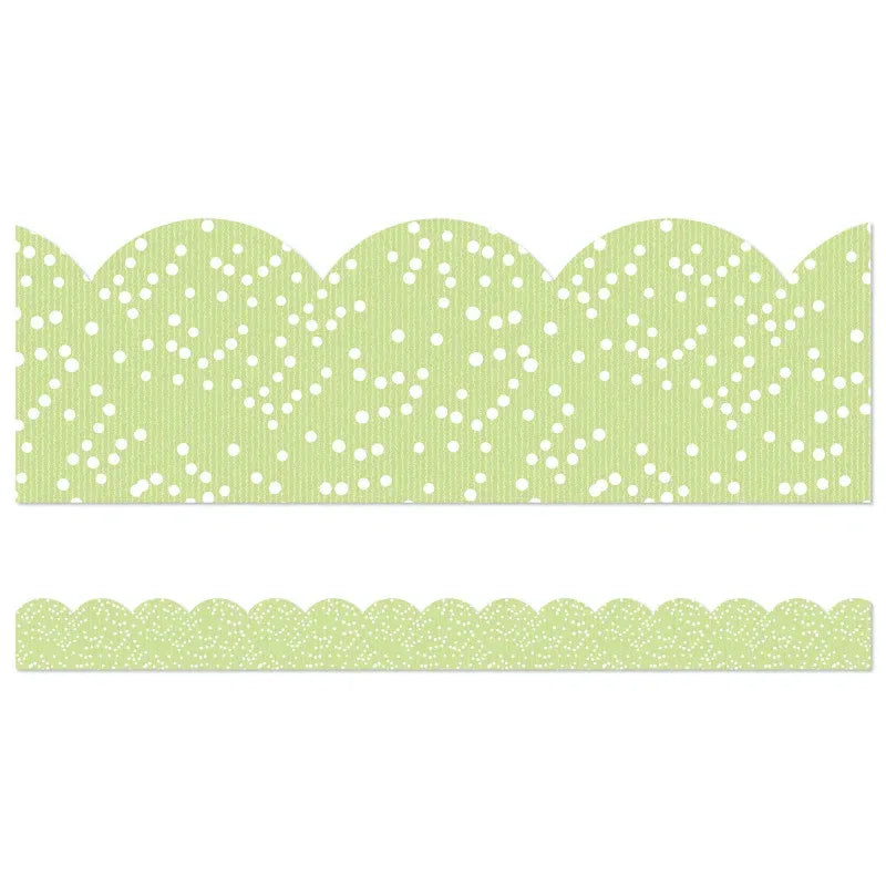 Crafty and Cool Light Green with Dots Scalloped Bulletin Board Borders, 39 Feet