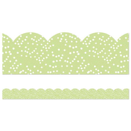 Crafty and Cool Light Green with Dots Scalloped Bulletin Board Borders, 39 Feet