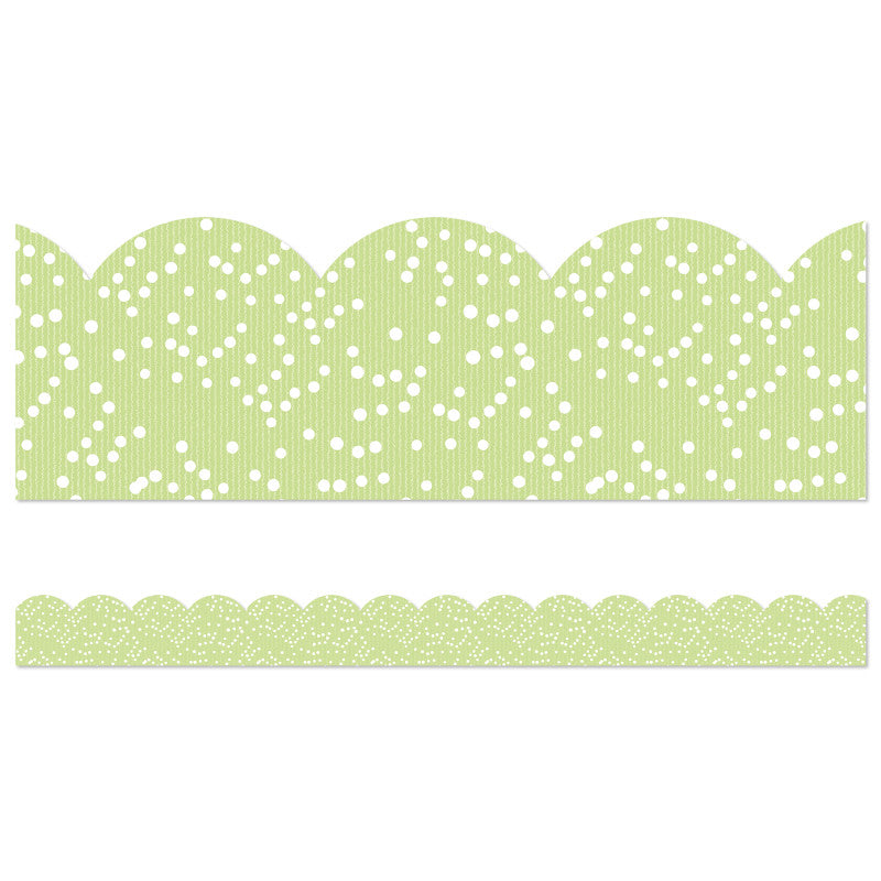 Crafty and Cool Light Green with Dots Scalloped Bulletin Board Borders, 39 Feet