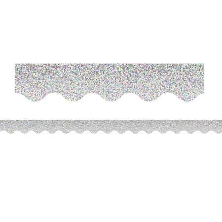 Silver Sparkle Scalloped Border Trim, 35 Feet