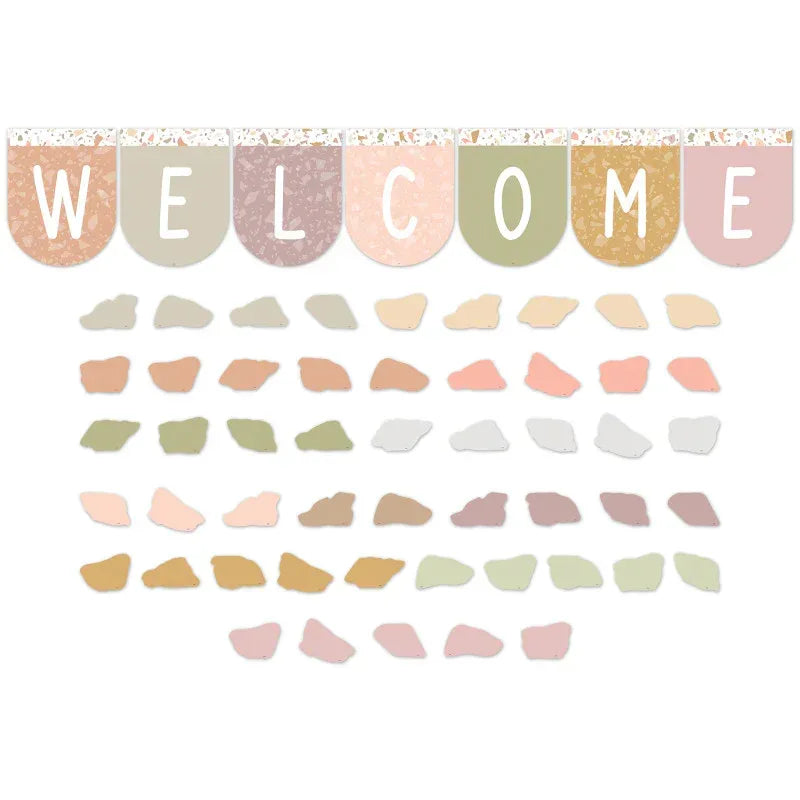 Terrazzo Tones Welcome Bunting Bulletin Board Set, 58 Pieces