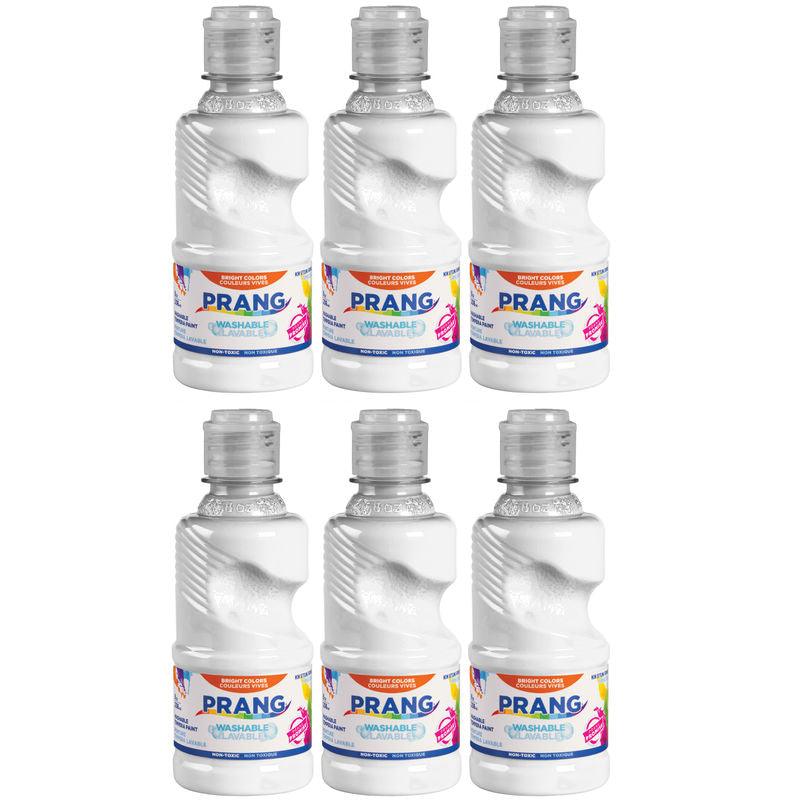 Washable Tempera Paint, 8 oz Bottle, White, Set of 6