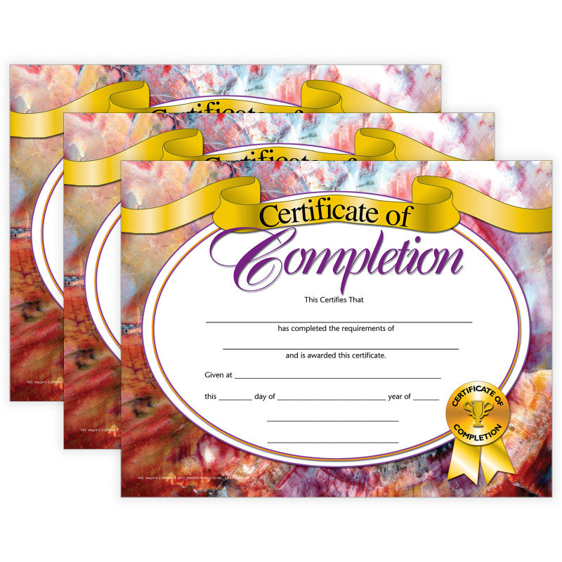 Certificate of Completion, 8.5" x 11", 30 Per Pack, 3 Packs