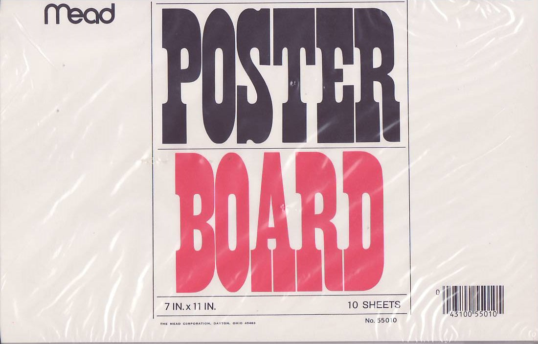 mead white poster board 7" x 11" 10 sheets