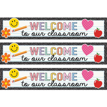 Cool for School Welcome to Our Classroom Banner, 8" x 39", Pack of 3