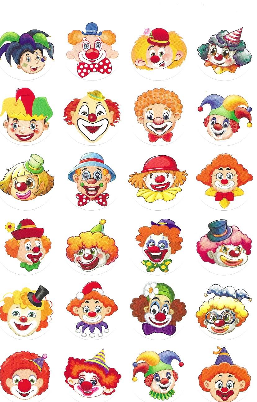 Small Clown Face Stickers 25 sheets