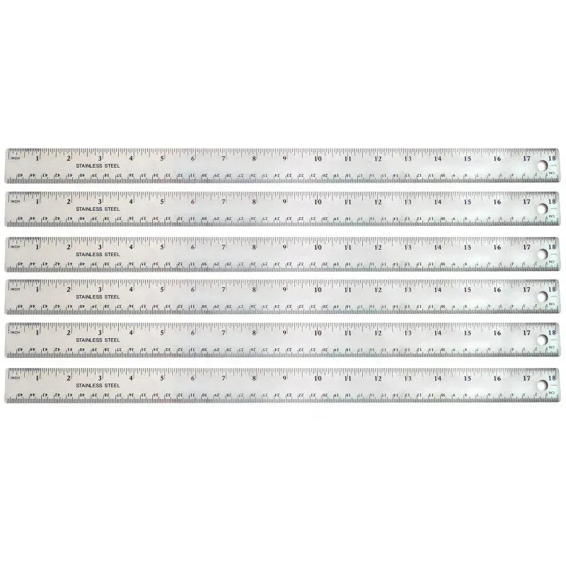 Stainless Steel Ruler, 18", Pack of 6