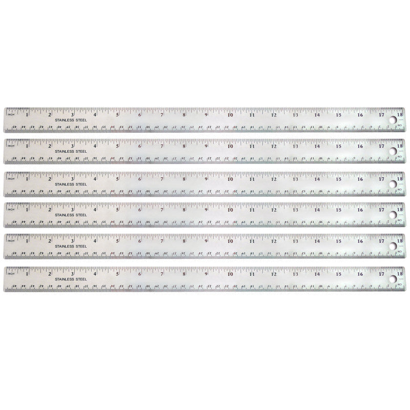 Stainless Steel Ruler, 18", Pack of 6