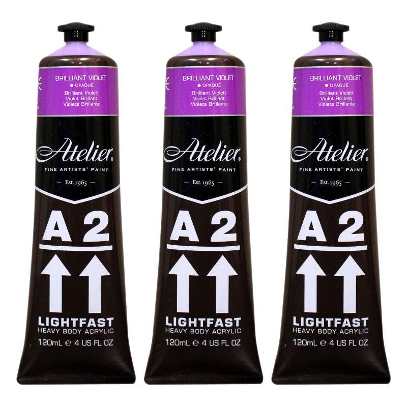 A2 Heavy Body Lightfast Artist Acrylic, 4 oz., Brilliant Violet, Pack of 3
