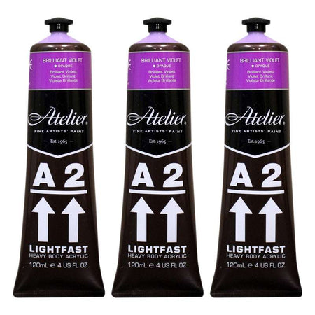A2 Heavy Body Lightfast Artist Acrylic, 4 oz., Brilliant Violet, Pack of 3