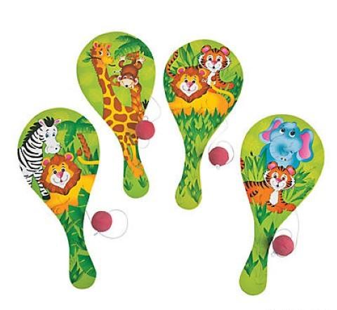 Zoo Animal Paddleballs (Wood) - 12/pk