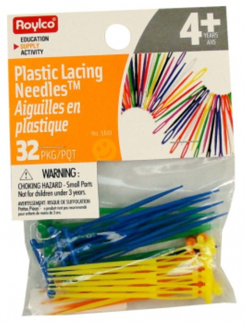 PLASTIC LACING NEEDLES - 32/PKG