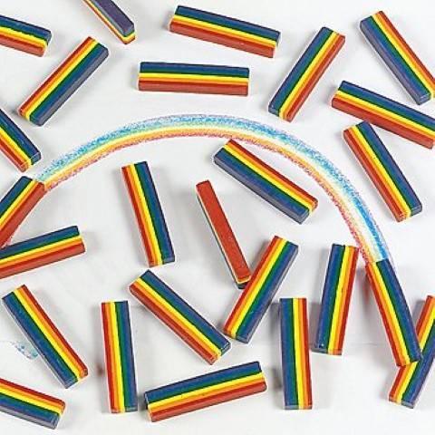 Multi-Color Rainbow Crayons, 2 1/2" - 25/Box