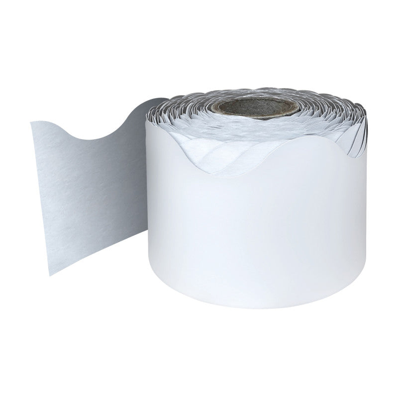 White Rolled Scalloped Border, 2-1/4 Inch x 65 Feet