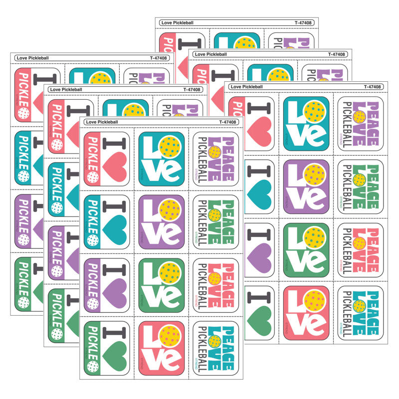 Love Pickleball Tear & Share Stickers&trade;, 60 Per Pack, 6 Packs