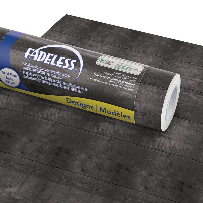 Pacon Fadeless Design Rolls Bulletin Board Art Paper, 48" x 50-Feet - Black Shiplap - 56915
