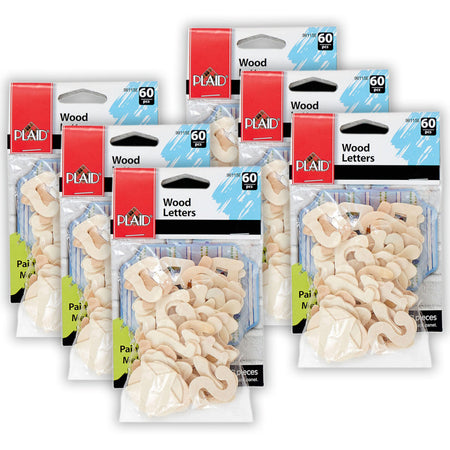 1" Wood Letters, 60 Per Pack, 6 Packs
