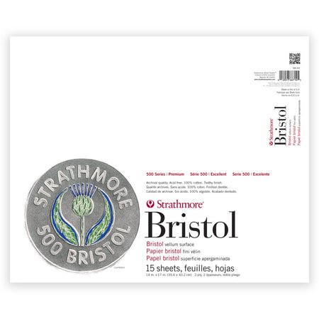 500 Series Bristol Paper Pad, 2-Ply, Vellum Finish, 15 Sheet, 14x17 inch, 1 Count