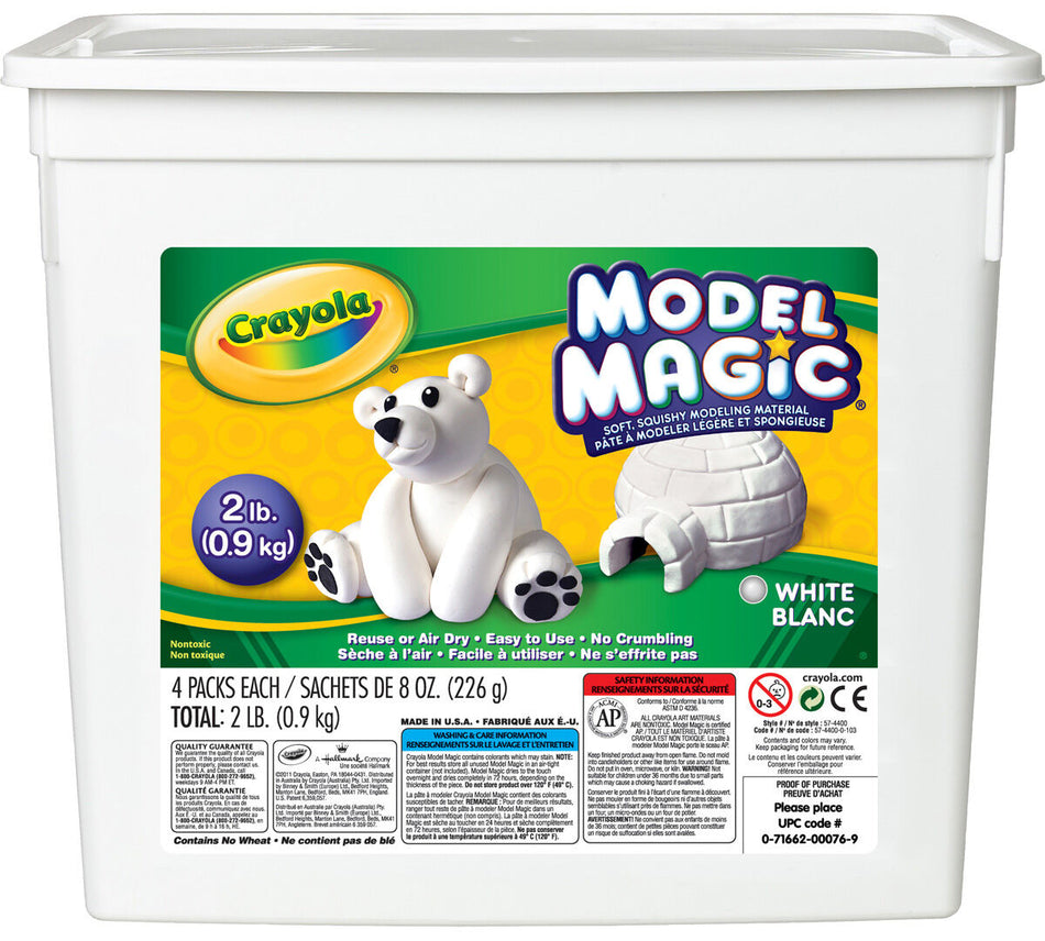 Crayola® Model Magic® Modeling Compound, 2 lb. Tub, White, Four 8-oz. Pouches (BIN57-4400)