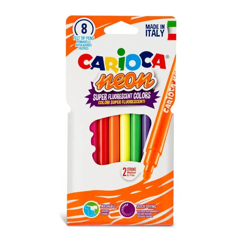 Neon Washable Felt Tip Pens - 8 Pieces