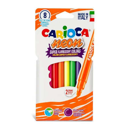 Neon Washable Felt Tip Pens - 8 Pieces