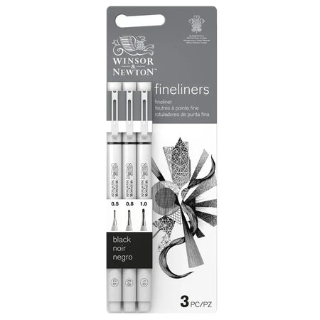 WN FineLiner - Black - Set of 3 - Assorted - Fine (0.5, 0.8, 1.0)