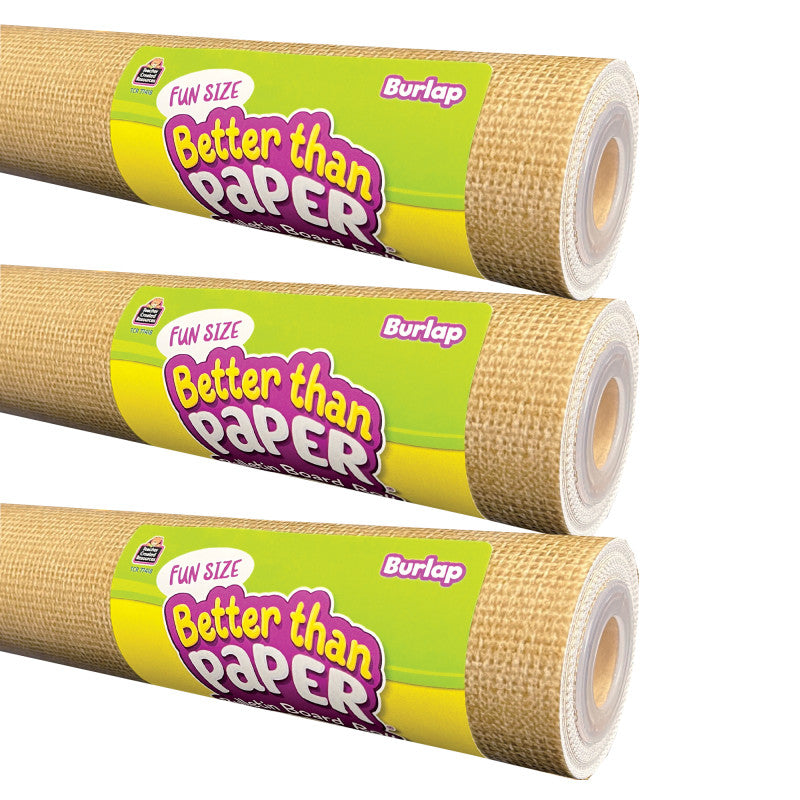 Fun Size Better Than Paper&reg; Bulletin Board Roll, 18" x 12', Burlap, Pack of 3