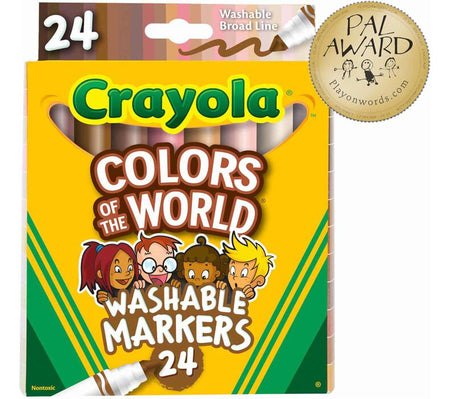 Crayola® Colors of the World Washable Skin Tone Markers, BROADLINE 24 Count (BIN587802)