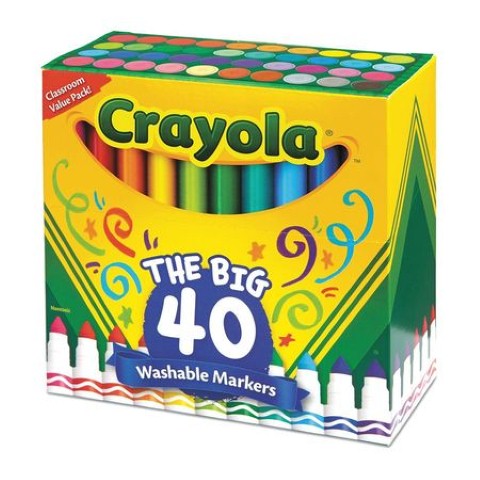 Crayola® Ultra Clean Washable Markers, Broad Line Markers, 40 Classic Colors, (BIN587858)
