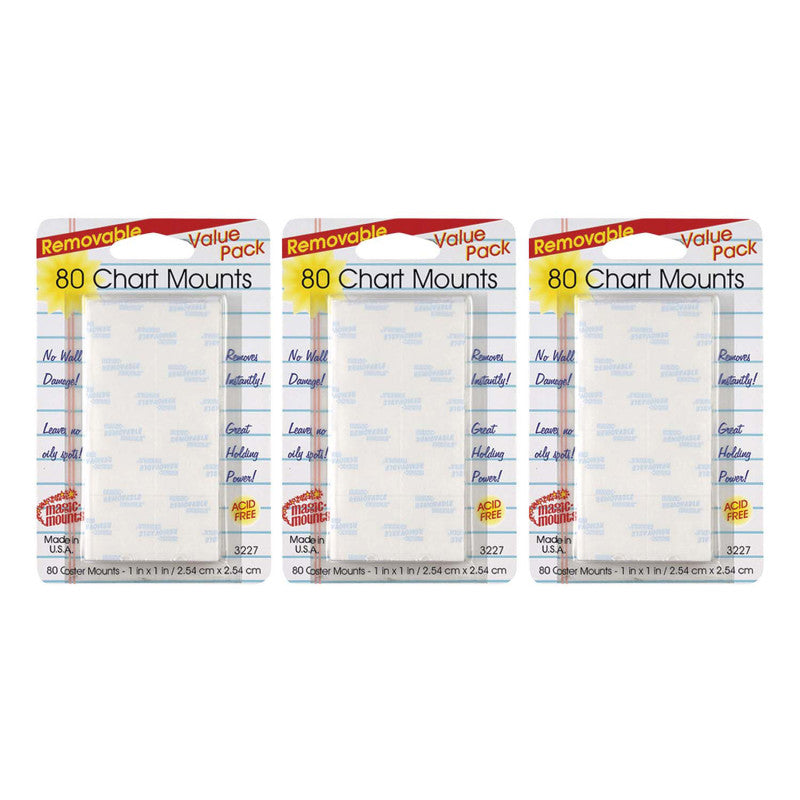 Removable Chart Tabs, 1" x 1", 80 Per Pack, 3 Packs