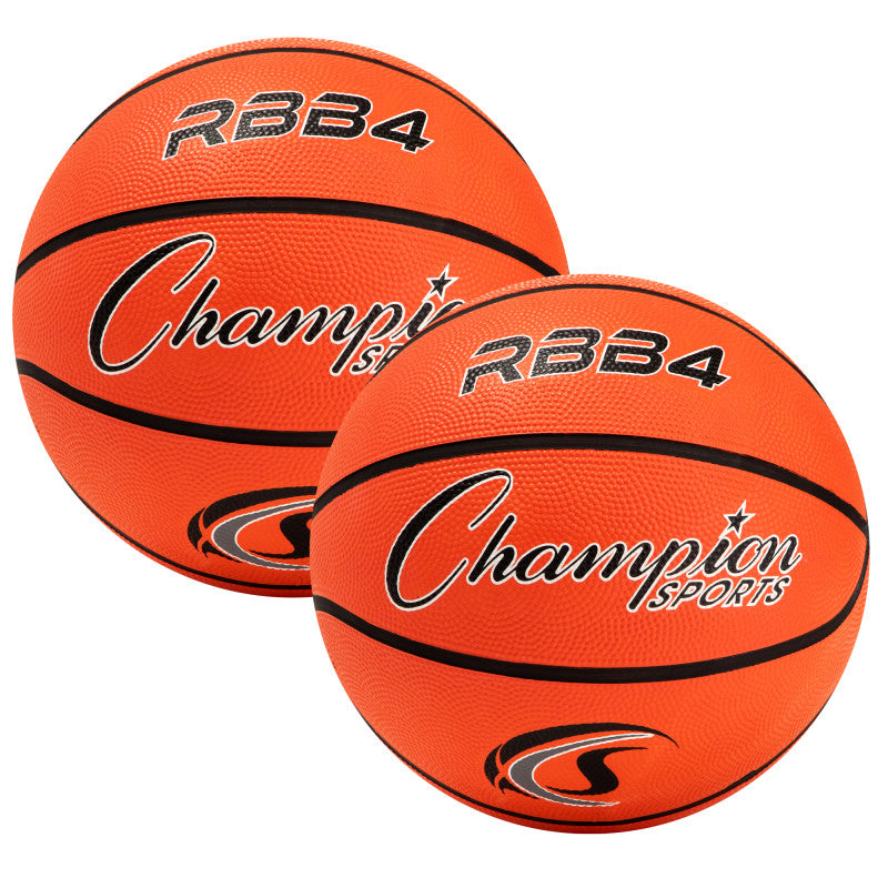 Intermediate Rubber Basketball, Size 6, Orange, Pack of 2