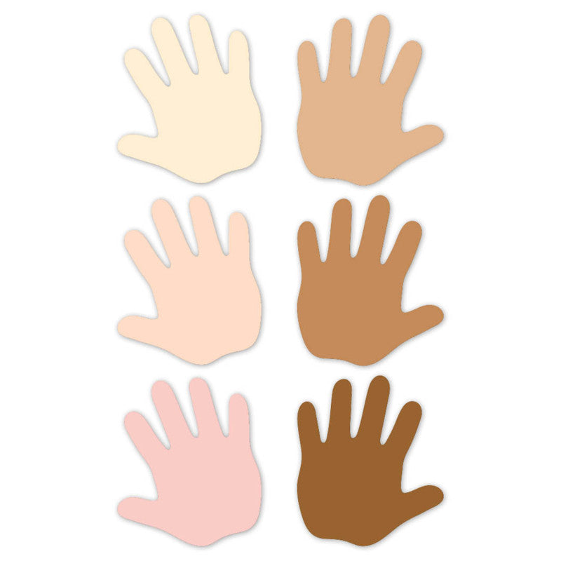 Multicultural Hands 6" Designer Cut-Outs, Pack of 36