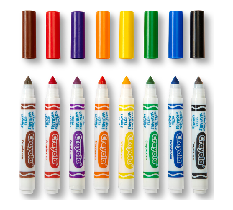Crayola® Ultra-Clean Washable Markers, Broad Line, 8 Count (BIN587808)