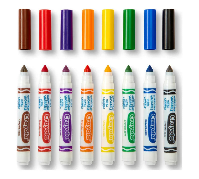 Crayola® Ultra-Clean Washable Markers, Broad Line, 8 Count (BIN587808)