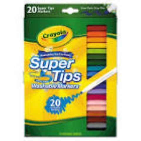 Crayola® Super Tips Washable Markers, Fine, Assorted, 20/Pack (BIN588106)